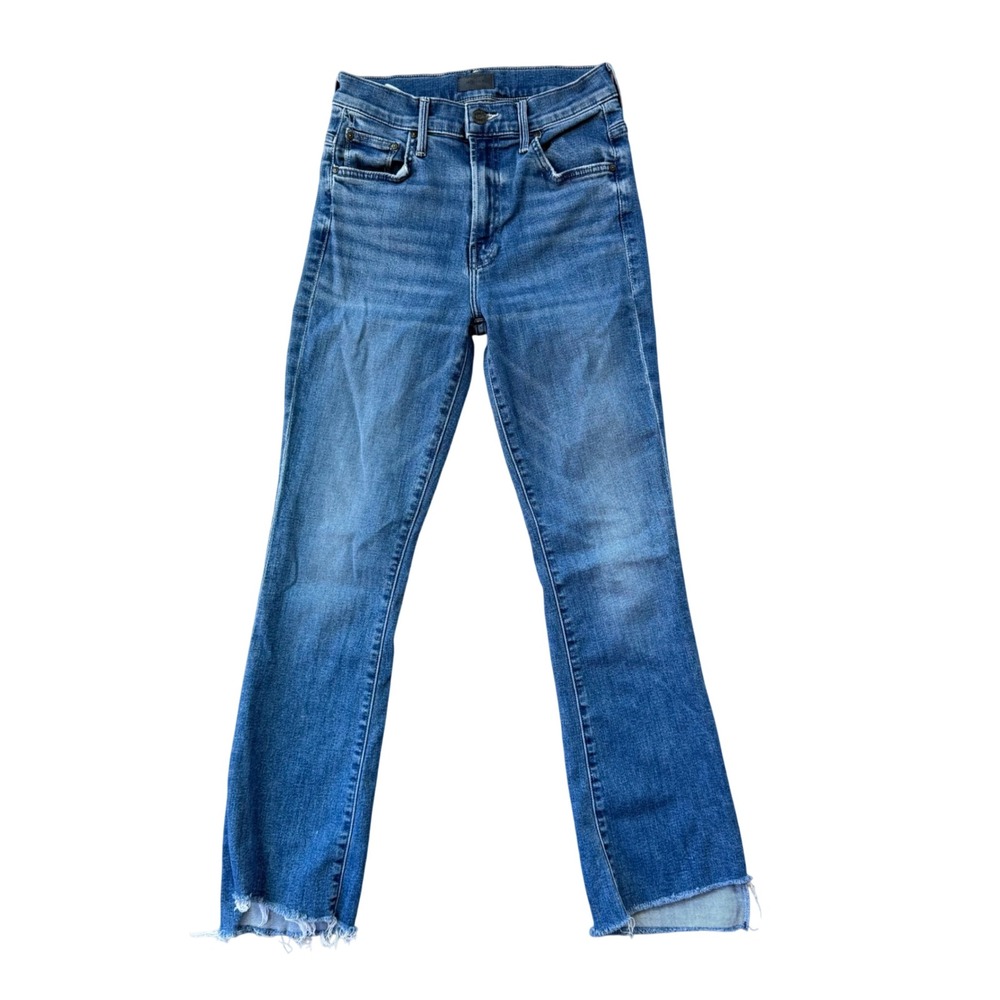 MOTHER The Insider Crop Step Fray Jeans Wish On A Star Blue High Rise Size 24